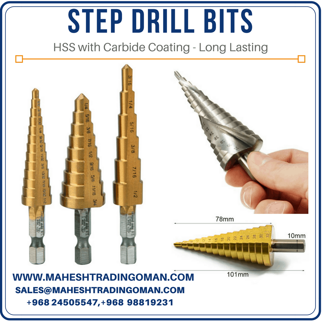 step drill bits, step drill muscat