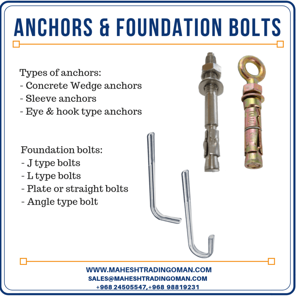 Anchor bolts & Foundation bolts Mahesh Trading Company LLC, Oman