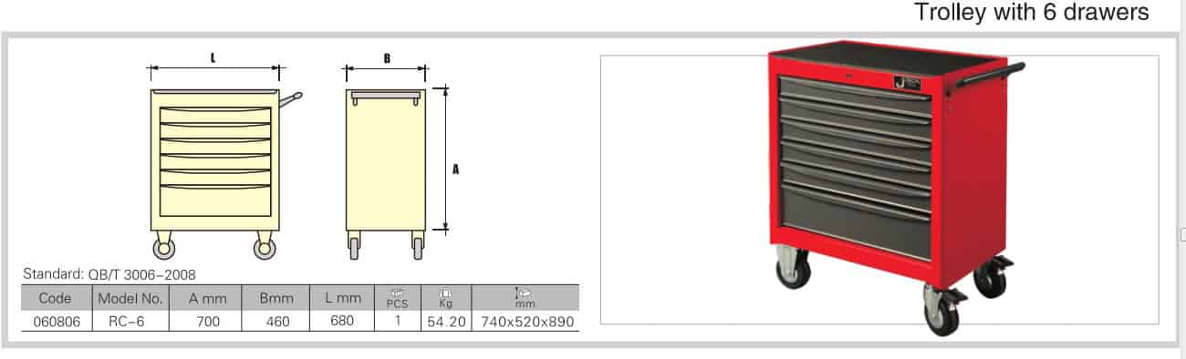 TOOLS TROLLEY WITH 6 DRAWERS