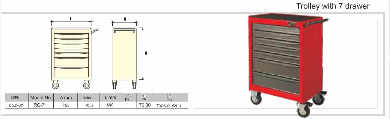 TOOLS TROLLEY WITH 7 DRAWERS